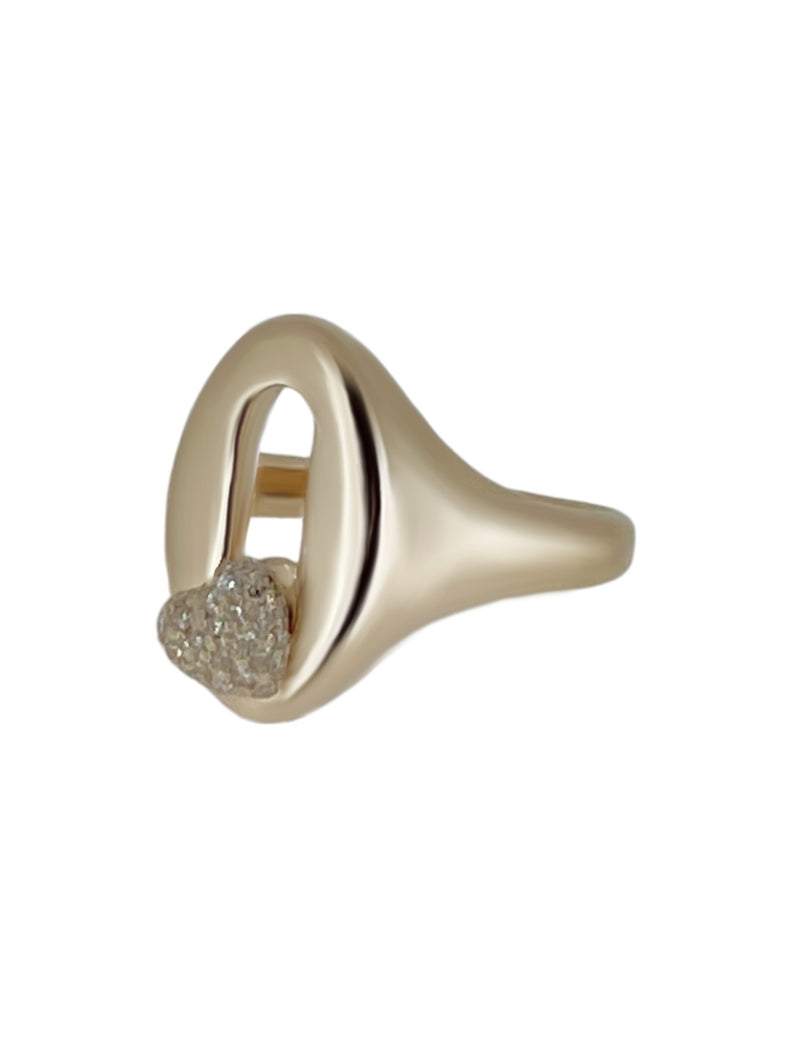 MOVEMENT SIGNET RING - heart diamond pave