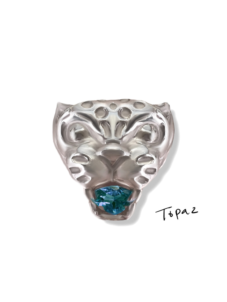 Panther Face - ♡ gem bite ring