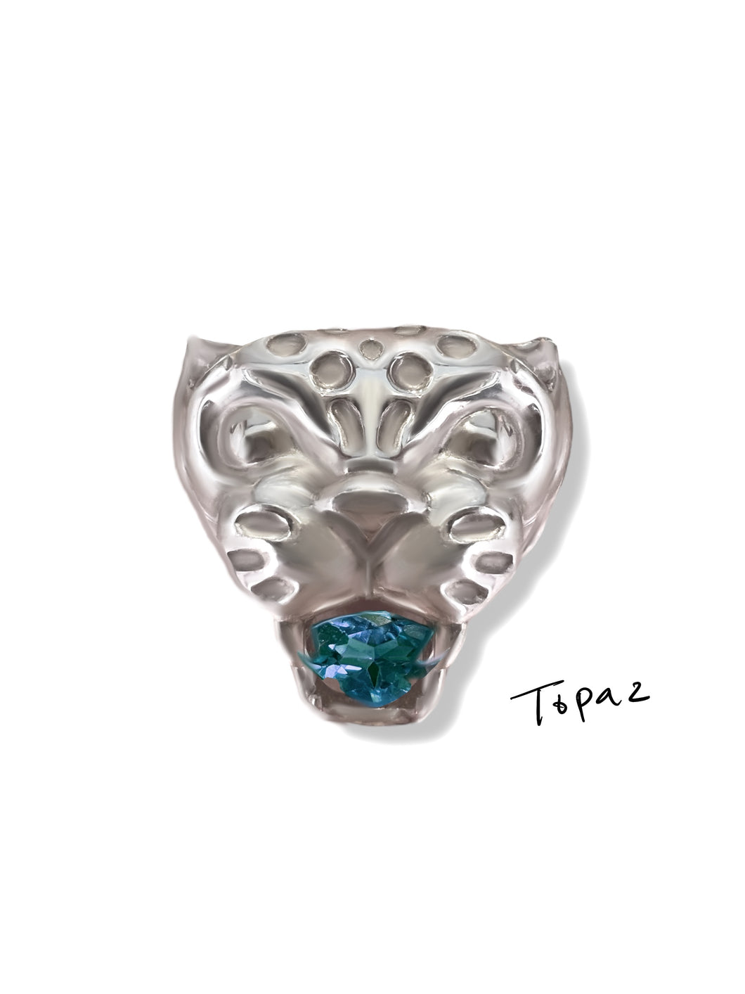 Panther Face - ♡ gem bite ring