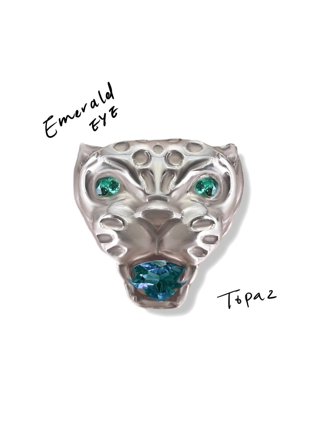 Panther Face - ♡ gem bite & gem eye ring