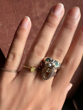 Panther Face -bite overlay & gem eye ring