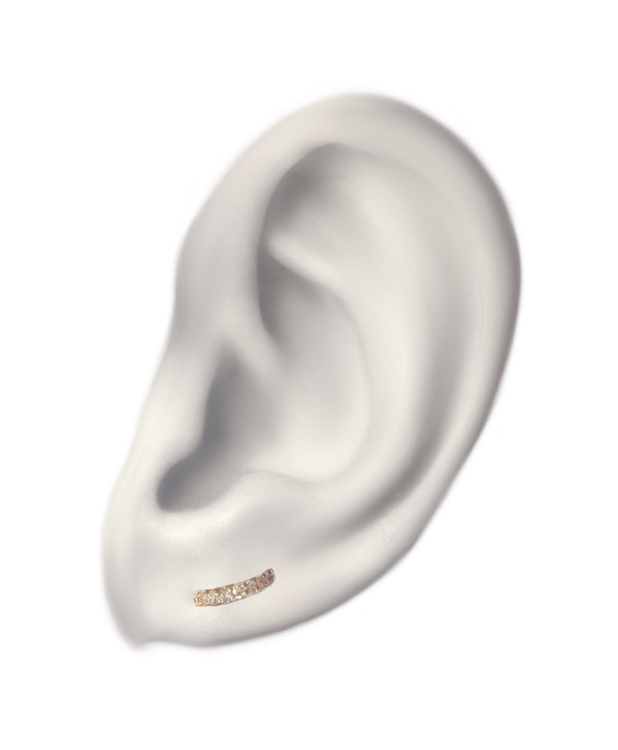 Half circle diamond stud pierce