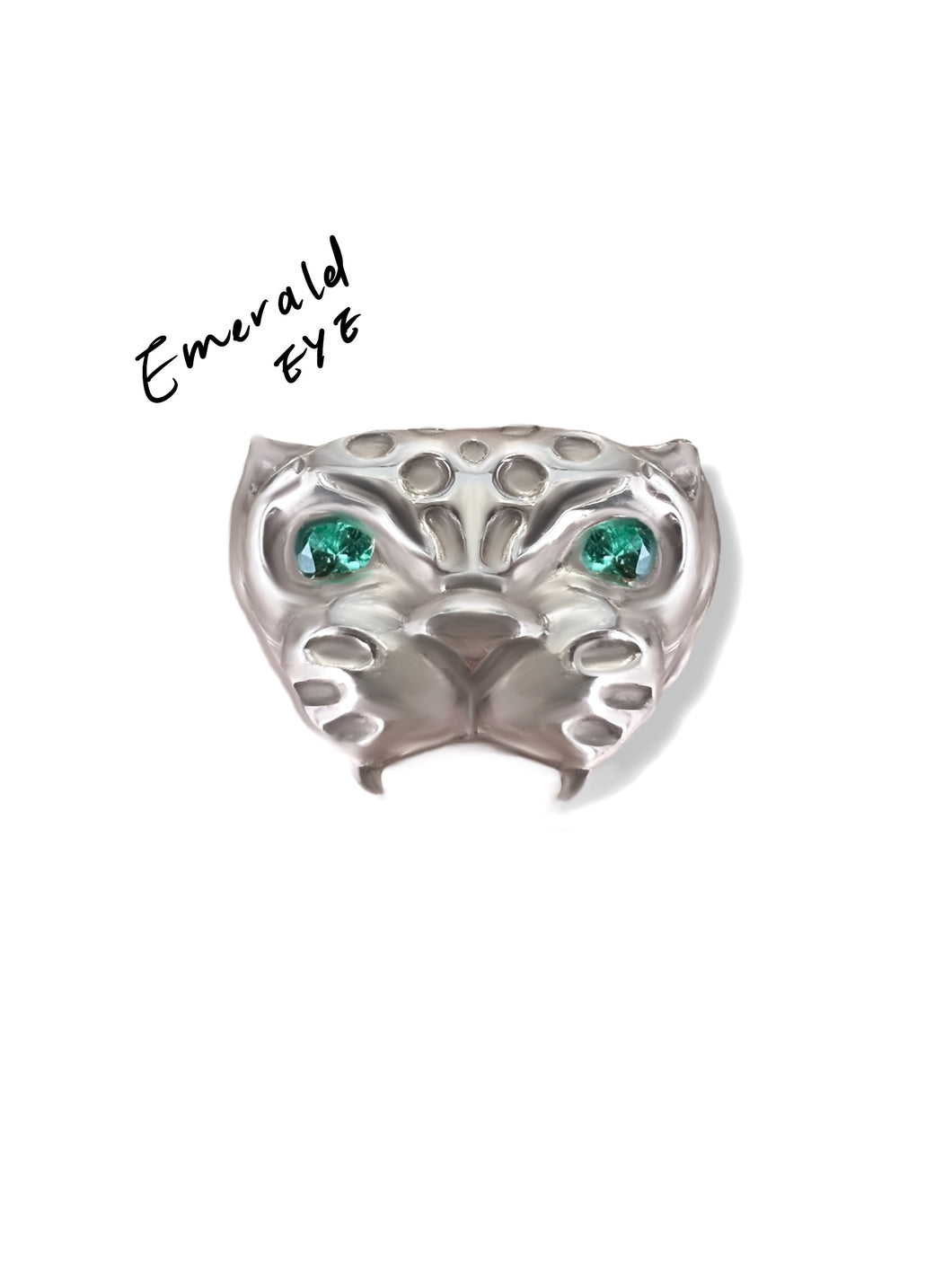 Panther Face -bite overlay & gem eye ring