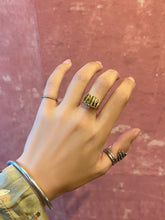 Knit ring with gem stone