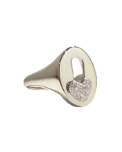 MOVEMENT SIGNET RING - heart diamond pave