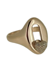 MOVEMENT signet heart diamond pave ring