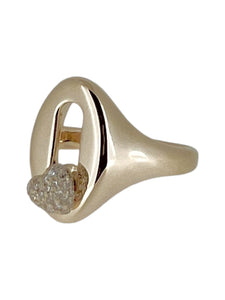 MOVEMENT signet heart diamond pave ring