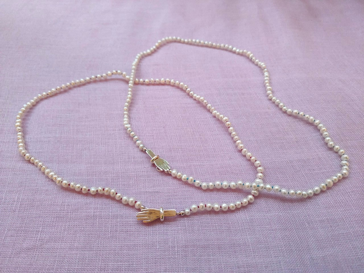 Tiny Pearl all knotted necklace / タイニーパールオールノット